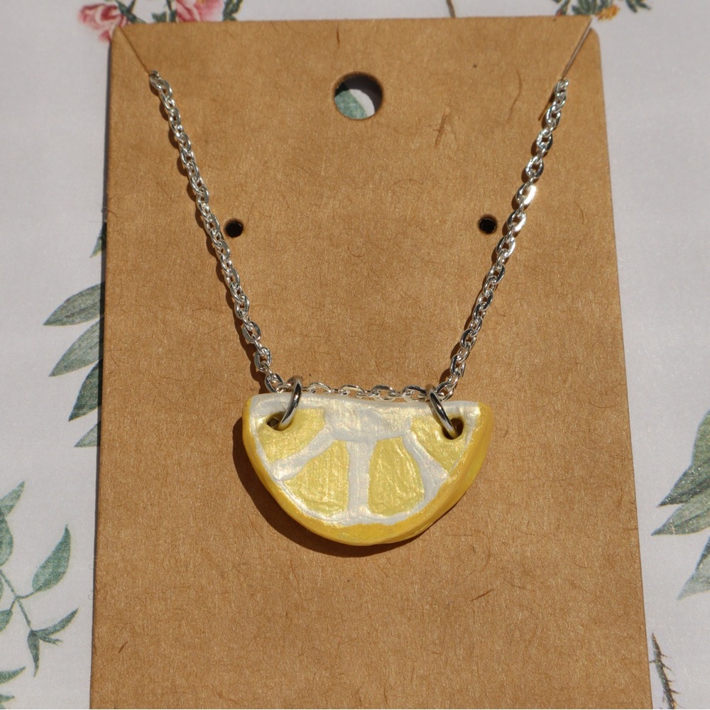 Lemon Slice Pendant Necklace Handmade Bible Verse Inspired Christian Jewelry